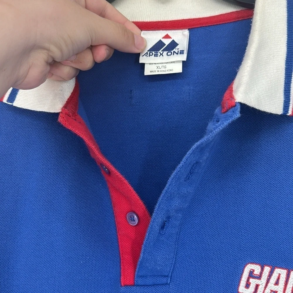 New York Giants Vintage Polo Shirt Blue Red Football NFL NY Size XL